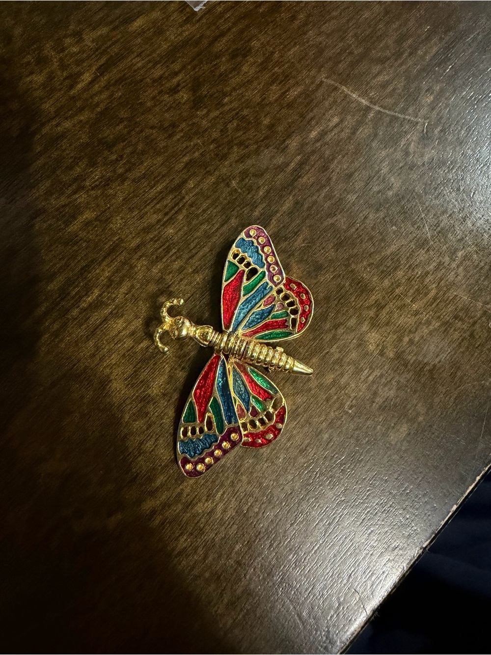Vintage Signed Premier Designs Articulating Enamel Butterfly Brooch Pin